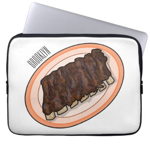 Short ribs cartoon illustration laptop sleeve