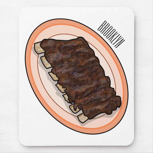 Short ribs cartoon illustration mouse mat (Front)