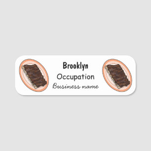 Short ribs cartoon illustration name tag