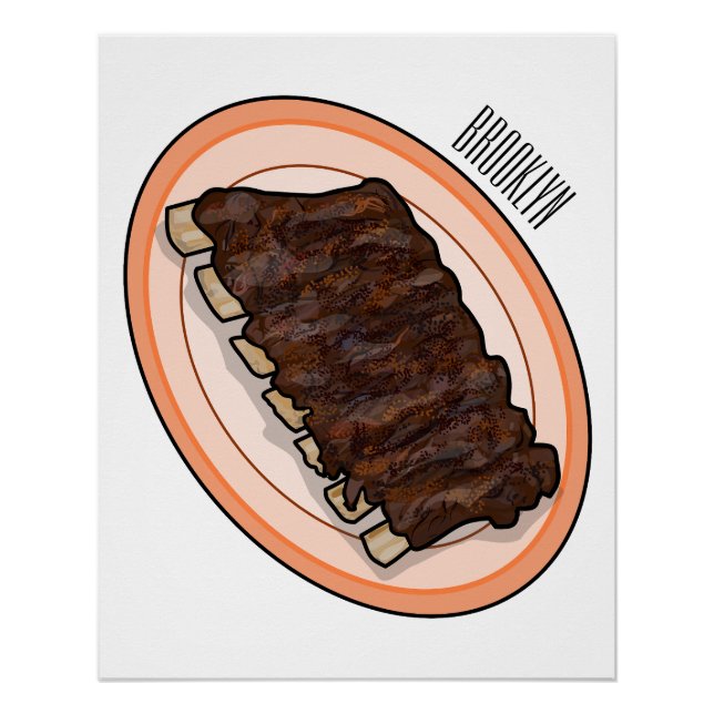 Short ribs cartoon illustration poster (Front)
