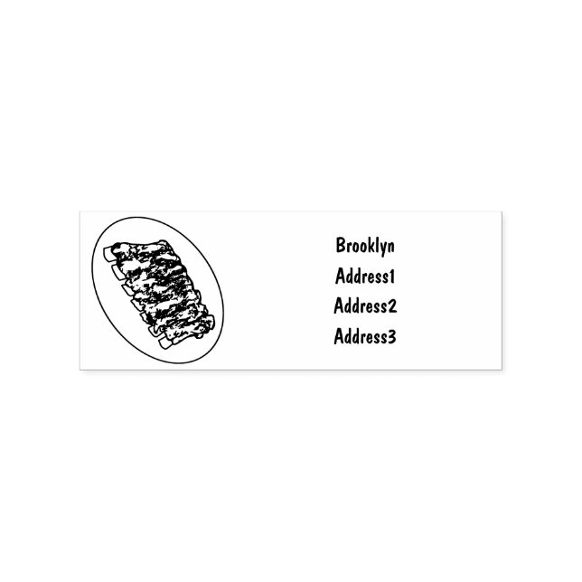 Short ribs cartoon illustration rubber stamp (Imprint)