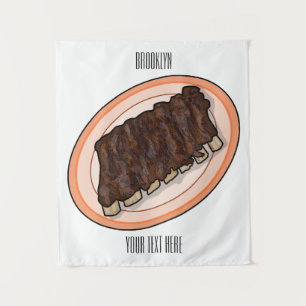 Short ribs cartoon illustration tapestry