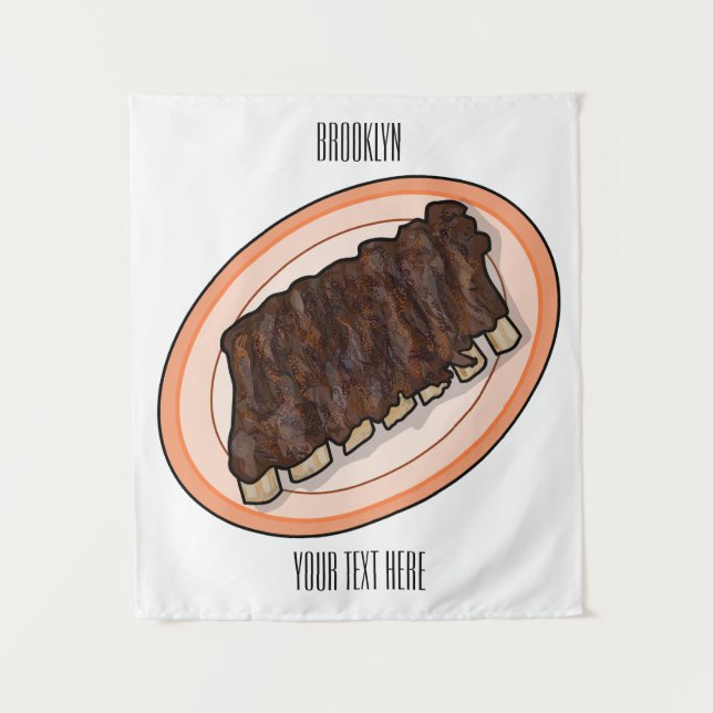 Short ribs cartoon illustration tapestry (Front)