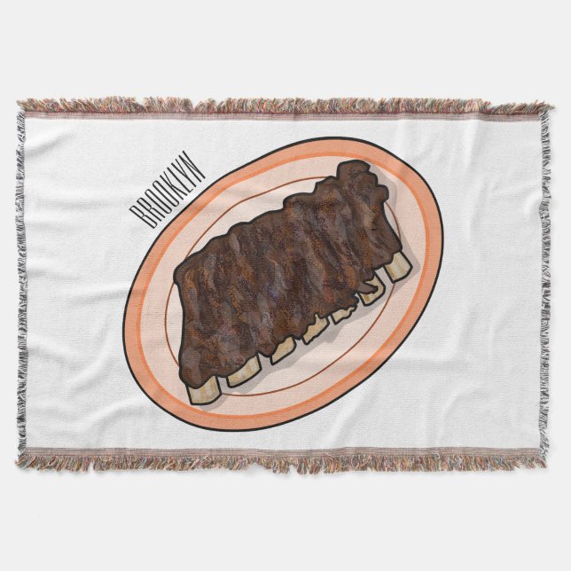 Short ribs cartoon illustration throw blanket (Front)