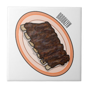 Short ribs cartoon illustration tile