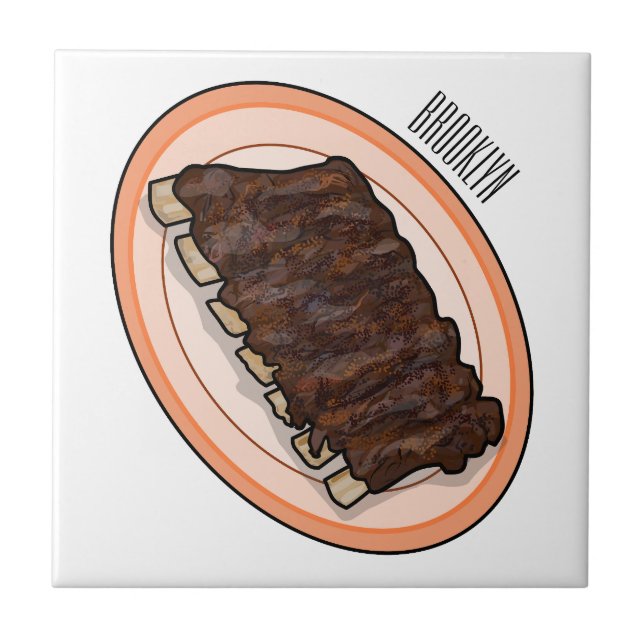 Short ribs cartoon illustration tile (Front)