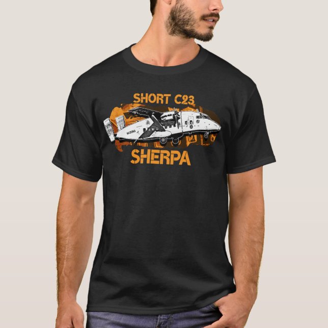 Short Sherpa C-23 Military Aircraft T-Shirt (Front)