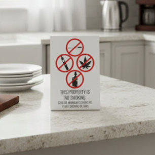 Short Term Rental Business No Smoking Cigarettes  Pedestal Sign