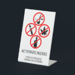 Short Term Rental Business No Smoking Indoors Pedestal Sign<br><div class="desc">This design may be personalised in the area provided by changing the photo and/or text. Or it can be customised by clicking Personalise this Template and then choosing the click to customise further option and delete or change the colour of the background, add text, change the text colour or style,...</div>
