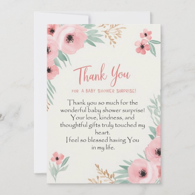 short thank you message for baby shower surprise invitation (Front)