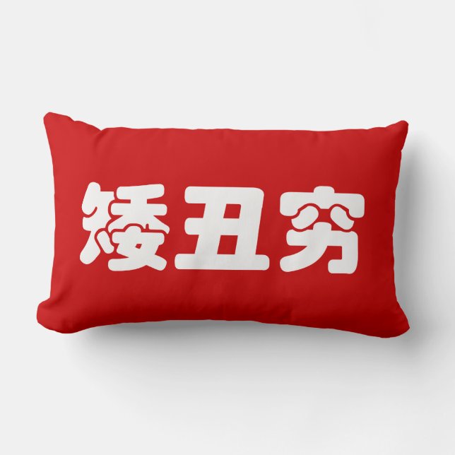 Short, Ugly & Poor 矮丑穷 Chinese Hanzi MEME Lumbar Cushion (Front)