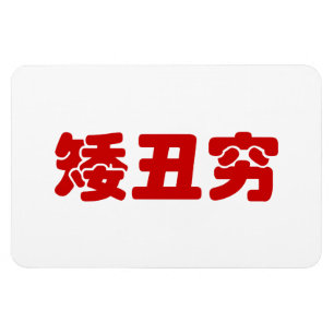 Short, Ugly & Poor 矮丑穷 Chinese Hanzi MEME Magnet