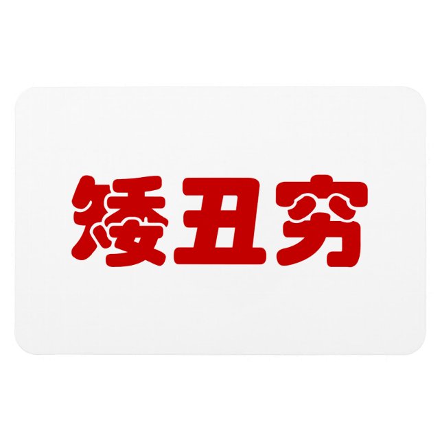 Short, Ugly & Poor 矮丑穷 Chinese Hanzi MEME Magnet (Horizontal)