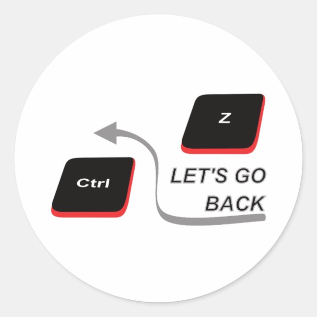 Shortcut keys to go back classic round sticker (Front)