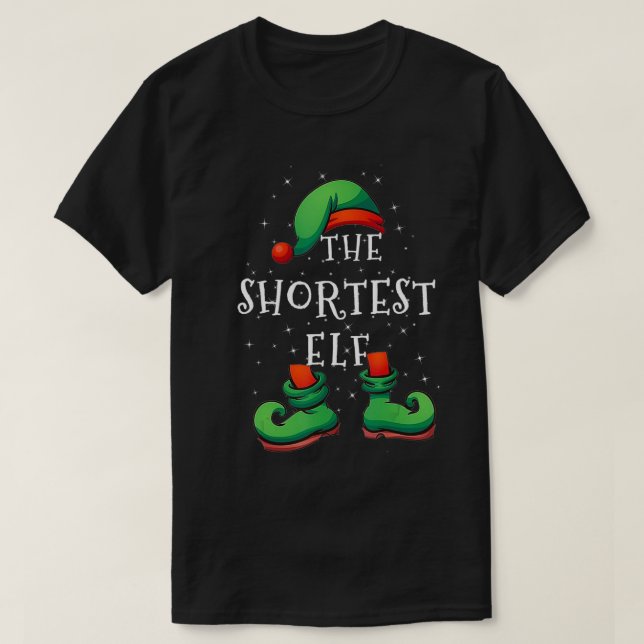 Shortest Elf  Funny Matching Family Christmas Paja T-Shirt (Design Front)