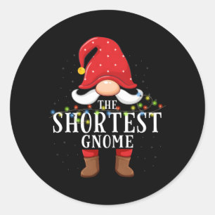 Shortest Gnome Family Pajama Classic Round Sticker
