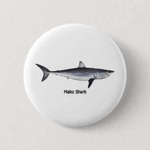 Shortfin Mako Shark Illustration 6 Cm Round Badge