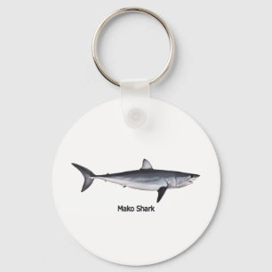 Shortfin Mako Shark Illustration Key Ring