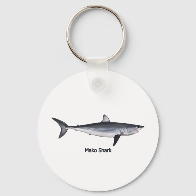 Shortfin Mako Shark Illustration Key Ring (Front)