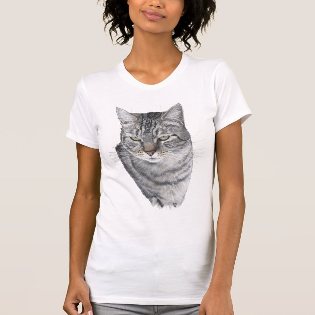 Shorthair Tabby Cat Head Study T-Shirt (Front)
