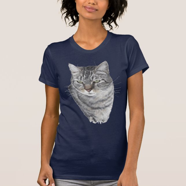 Shorthair Tabby Cat Head Study T-Shirt (Front)