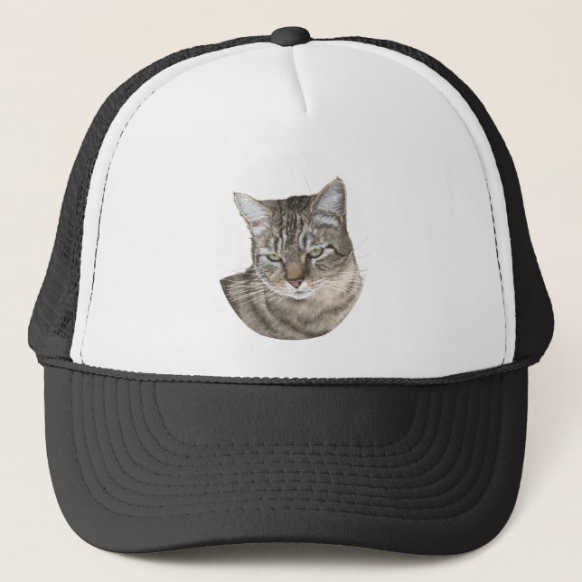 Shorthair Tabby Cat Head Study Trucker Hat (Front)