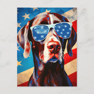 Shorthaired Pointer 4th of July Independence day Postcard
