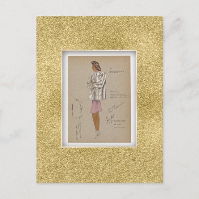 Shortie Coat.  1940s Fashion vintage Postcard (Front)