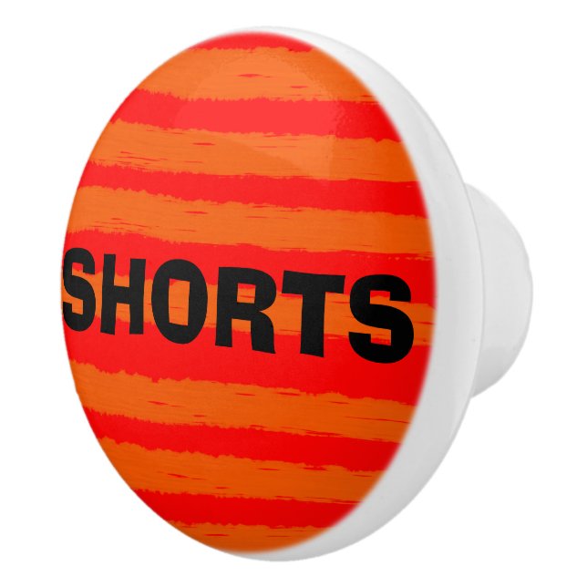 Shorts Red Orange Watercolor Stripes Ceramic Knob (Right)