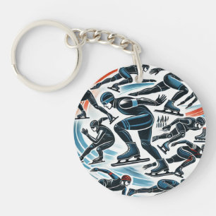 shorttrack speed skating keychain