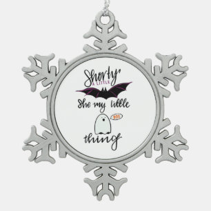 Shorty Batty Funny Retro Snowflake Pewter Christmas Ornament