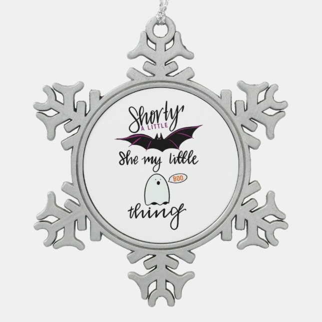 Shorty Batty Funny Retro Snowflake Pewter Christmas Ornament (Front)