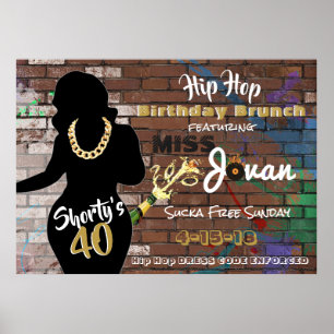 Shorty's 40 Hip Hop Birthday Brunch Urban Party Poster