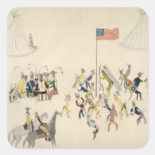 Shoshone dance participated in only by men (pigmen square sticker