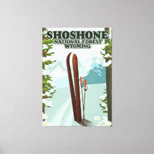 Shoshone National Forest Ski travel poster  Canvas Print