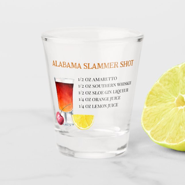 Shot Drink Recipe Alabama Slammer Shot Glass (Front)