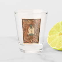 shot glaasje met jugendstill afbeelding