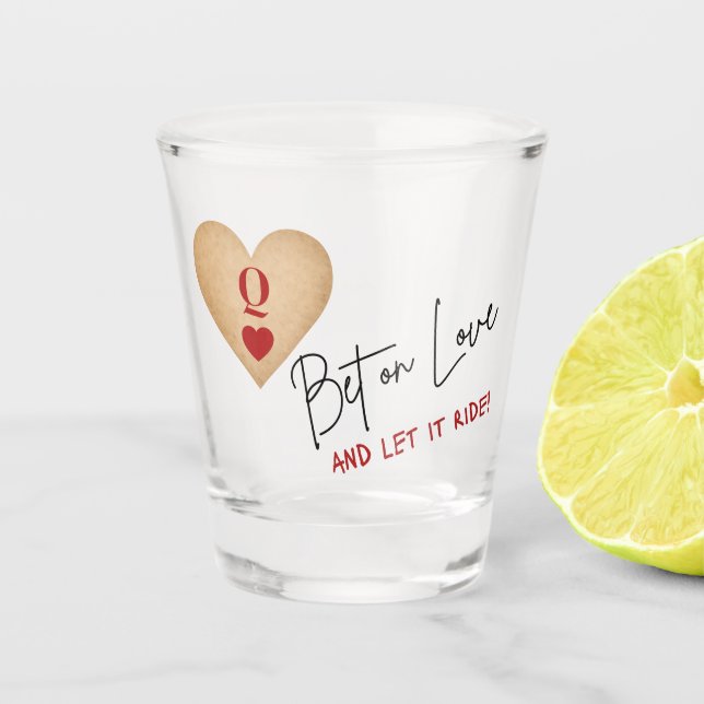 Shot Glass Bet on Love, Casino Party/Wedding (Front)