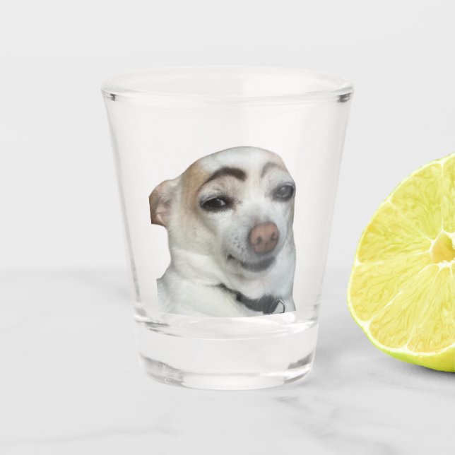 Shot Glass Eyebrow Dog Meme (Front)