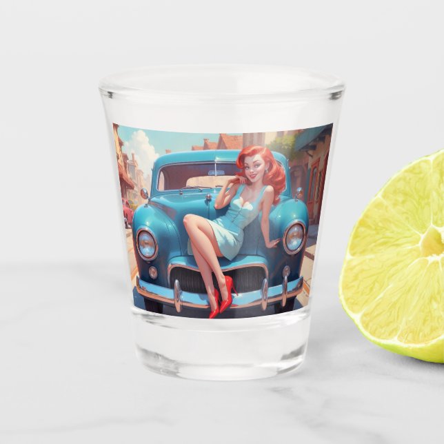 Shot Glass Redhead Pin-Up (Front)