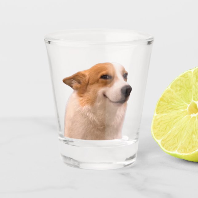 Shot Glass Smiling Corgi Meme (Front)