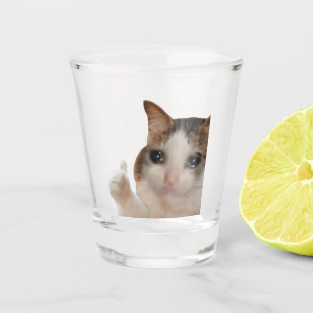 Shot Glass Thumbs Up Ok Cat Meme (Front)