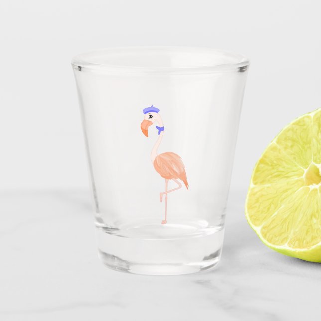 Shot glass with a cute and stylish flamingo design (Front)