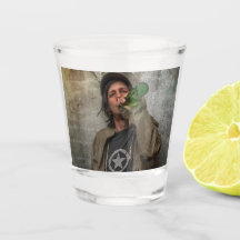 Shot glass with alcoholic man luzkovyvagon