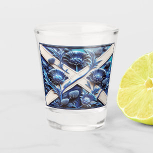 Shot glass with Scottish thistles design