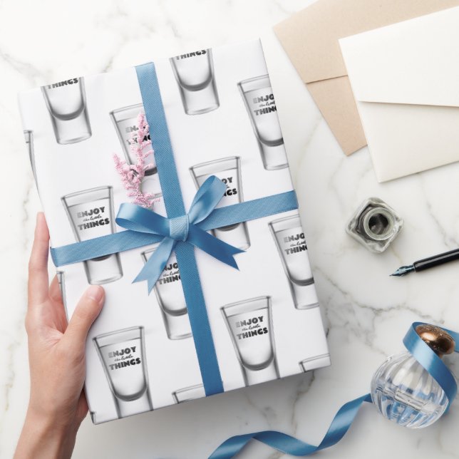Shot Glasses On White With Text Wrapping Paper (Gifting)