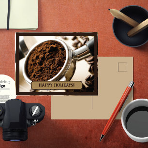 Shot of Espresso Ready to Brew for Cappuccino Holiday Postcard