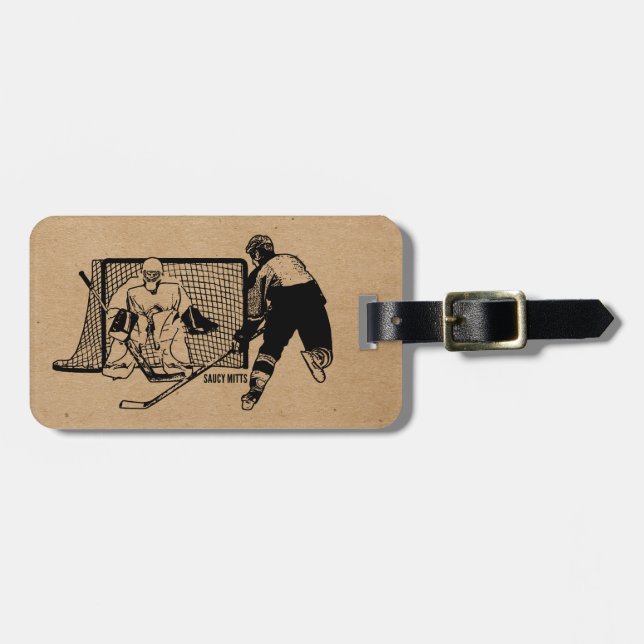 Shot on Net Hockey Luggage Tag (Front Horizontal)