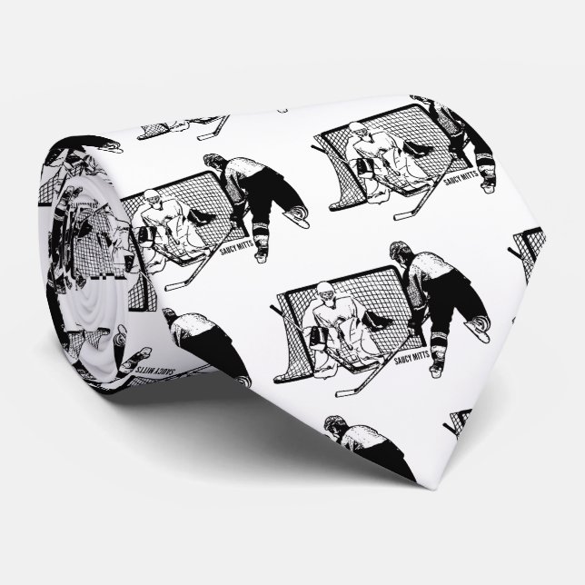 Shot on Net Hockey Sketch Tie (Rolled)