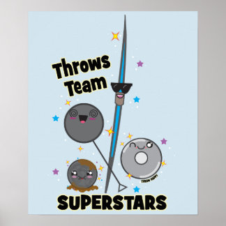 Shot Put Discus Hammer Javelin Throw Poster Gift